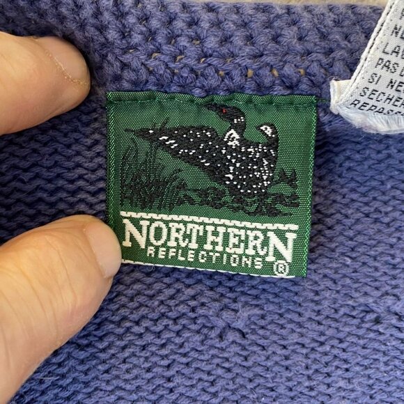 Vintage Northern Reflections Womens Sweater Medium Knit V-Neck Snowflakes Blue - Picture 3 of 8